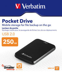Verbatim 1.8'' Portable Hard Drive USB 2.0 250GB, Black