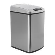 #iQtech® Quadrat 15 l, bezdotykový odpadkový koš hranatý, stříbrný, nerez/plast - mírně promáčklý