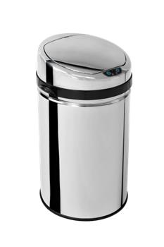 # iQtech® Ronda 30 l, bezdotykový odpadkový koš kulatý, stříbrný - mírně promáčklý