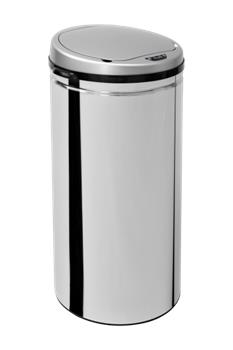 #iQtech® Ronda 40 l, bezdotykový odpadkový koš kulatý, stříbrný - mírná promáčklina na boku ve spodní části
