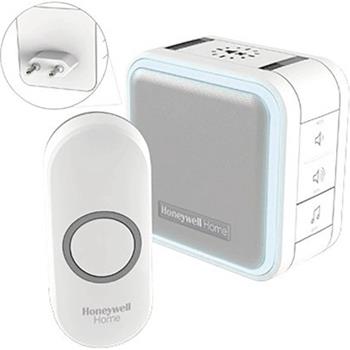 Honeywell Home bezdrátový zvonek DC515NP2 Series 5, 6 melodií, základna do zásuvky, design. tlačítko, bílá
