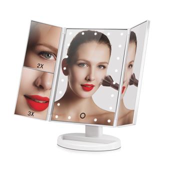 iMirror 3D Magnify, kosmetické Make-Up zrcátko, třípanelové s LED osvětlením, bílé