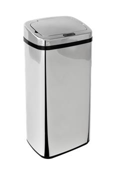 iQtech Clasic Quadrat 40 l, bezdotykový odpadkový koš hranatý, stříbrný. Rozbaleno.