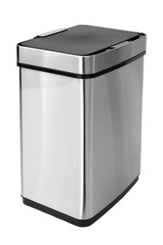 iQtech Luxe Quadrat 50 l, bezdotykový odpadkový koš Lux hranatý, stříbrný