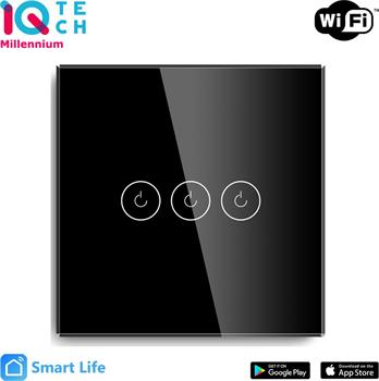 iQtech Millennium NoN WiFi, 3x vypínač Smartlife, černý Bazar