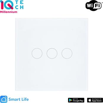 iQtech Millennium NoN Zigbee, 3x vypínač Smartlife, bílý Bazar