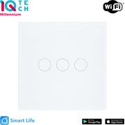 iQtech Millennium, Zigbee Wall Switch 3 Gang Glass Panel No Neutral, Smartlife