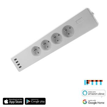 iQtech SmartLife WT004, chytrý Wi-Fi čtyřzásuvkový adaptér, 10 A, 4x USB zdířka, # poškozená krabička