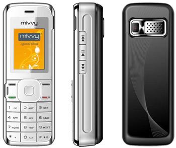 mivvy dual music GSM phone silver/black