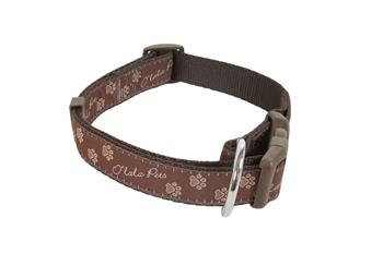 Olala Pets Obojek TLAPKY 25mm x 40-66 cm, hnědá