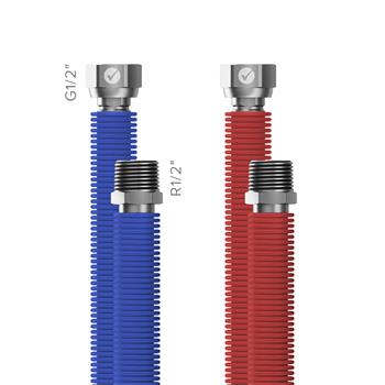 Připojovací set Merabell Aqua Flexi R1/2"-G1/2" 30-60cm - 2ks hadice (modrá, červená) Bazar