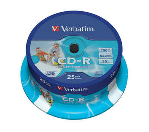 Verbatim CD-R(25-Pack)Spindle/AZO Wide Printable/52x/700MB
