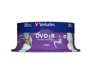 Verbatim DVD+R(25-Pack)Spindle/AZO/Wide Photo Printable/16x/4,7GB