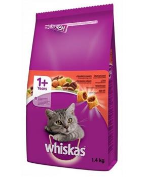 WHISKAS granule s hovězím 1,4kg